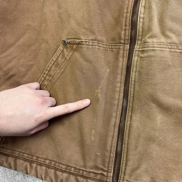 Sorel Mens Vest XL Sherpa Lined Brown Heavy Duck Canvas Chore Work Zip Up - Picture 4 of 8